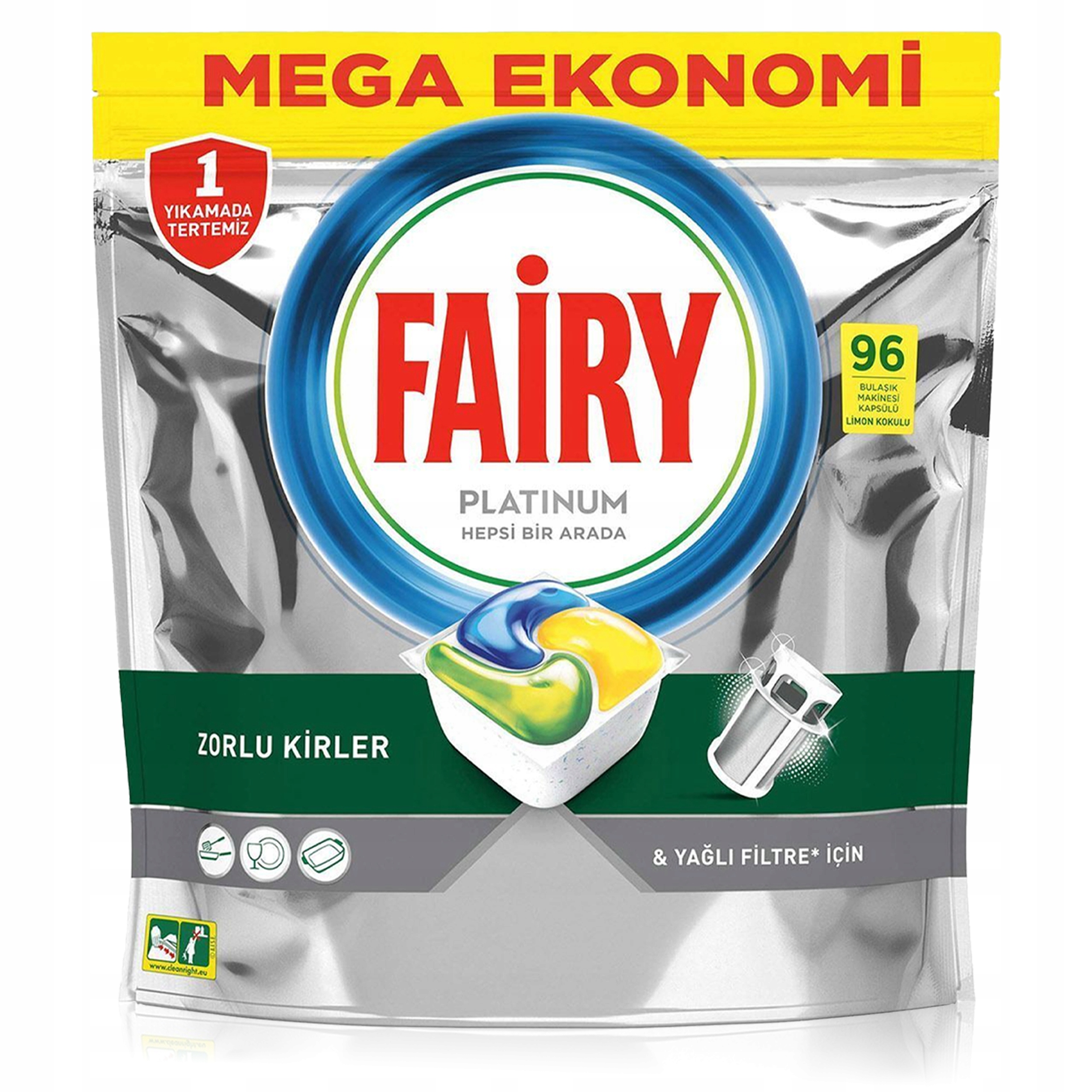 Levně Kapsle do myčky nádobí Fairy Platinum All in One 96 Kusů