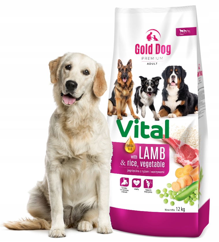 Levně Krmivo pro labradora Gold Dog Vital premium 12 kg jehněčí na klouby