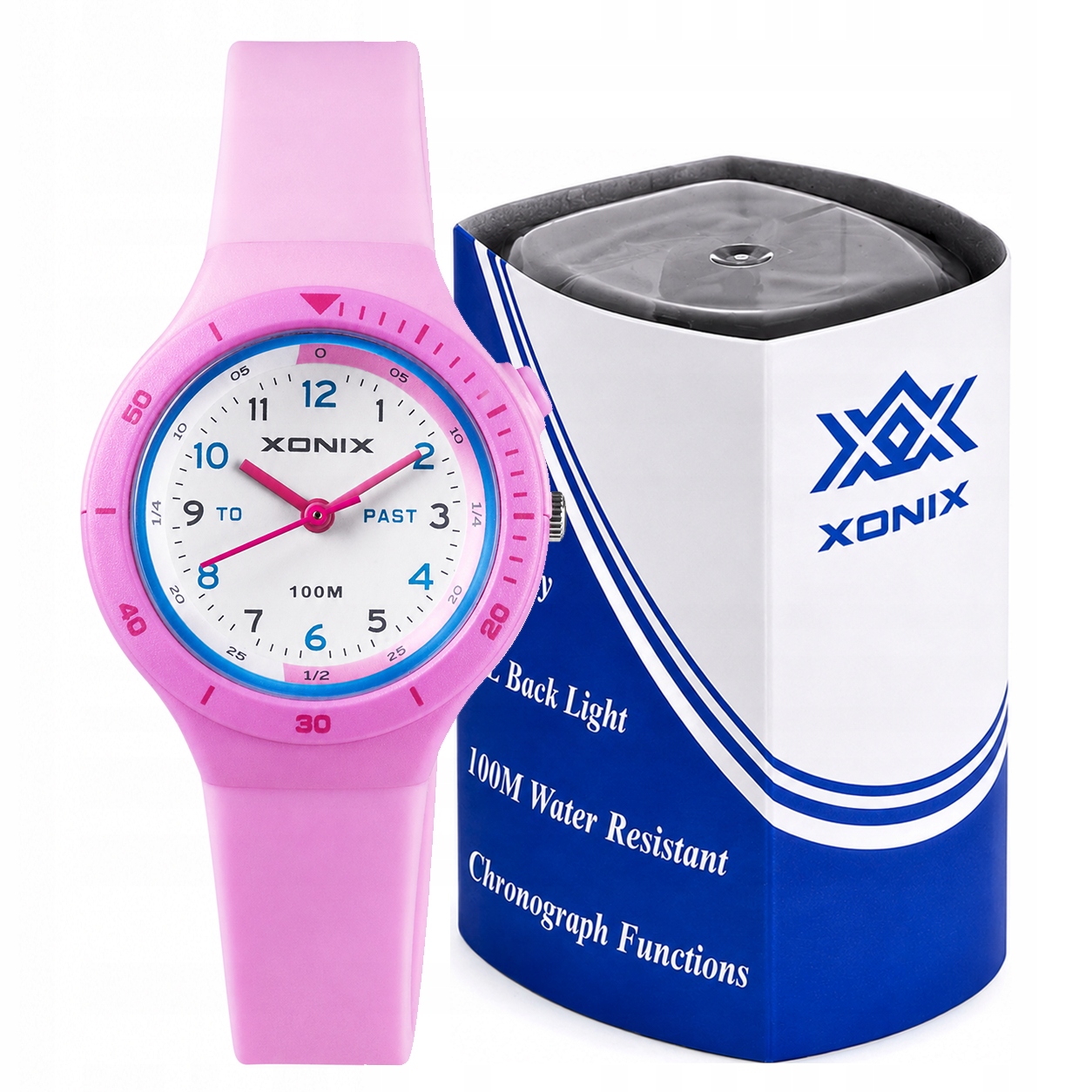 Dětské hodinky Xonix růžové analogové 10ATM podsvícení pro Acb 002