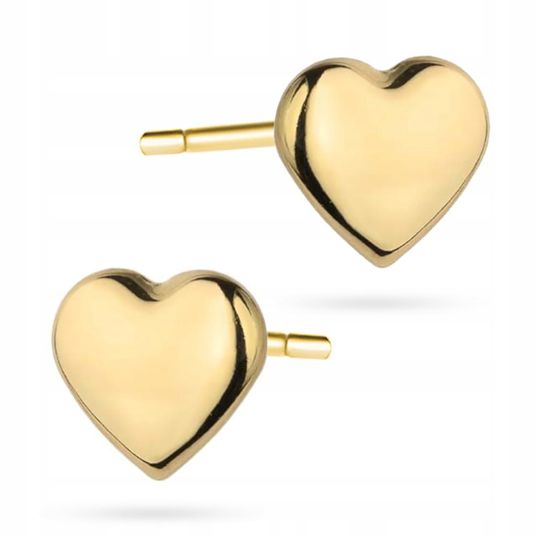 Krásné Zlaté Náušnice pr. 585 Srdce Srdíčka 14k