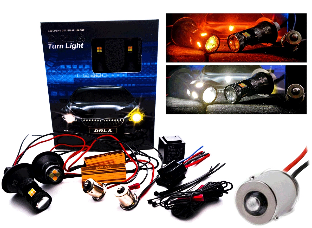 Kierunkowskazy Dzienne LED 2w1 DRL BAU15S PY21W Catalog number of the original Ledy do jazdy dziennej kierunkowskazy BAU15S PY21W 1156 7057 7507 12496 RY10W 1056 5009 7507AST ULTRA MOCNE LEDY z SOCZEWKA SKUPIAJACA