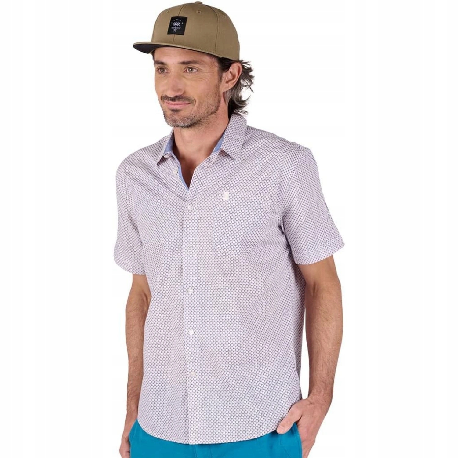 Pánská košile Oxbow Chisto bavlněná s krátkým rukávem růžová vel. M