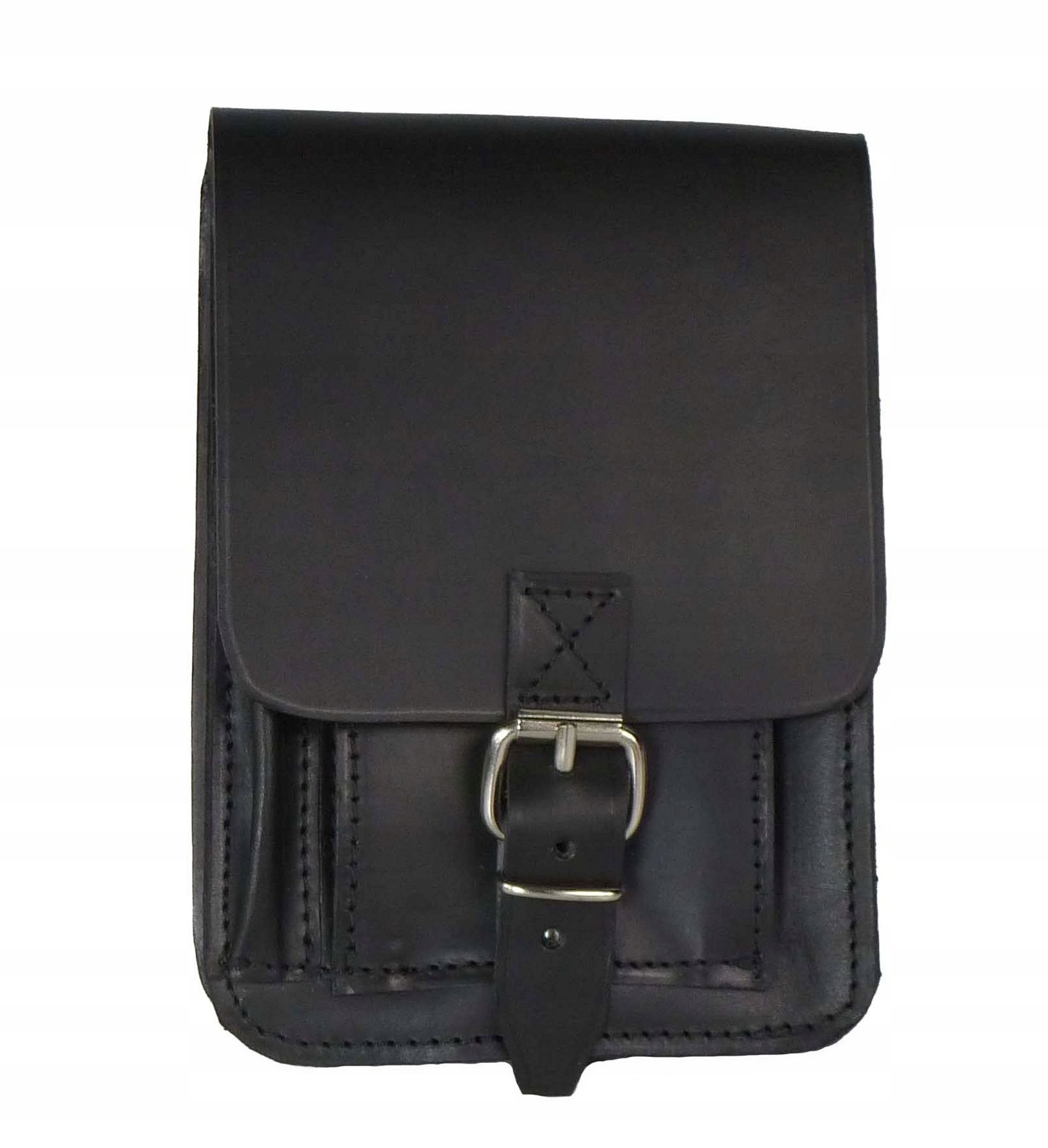 Peněženka, sáček na opasek z juchtové kůže, černý, polský výrobek.