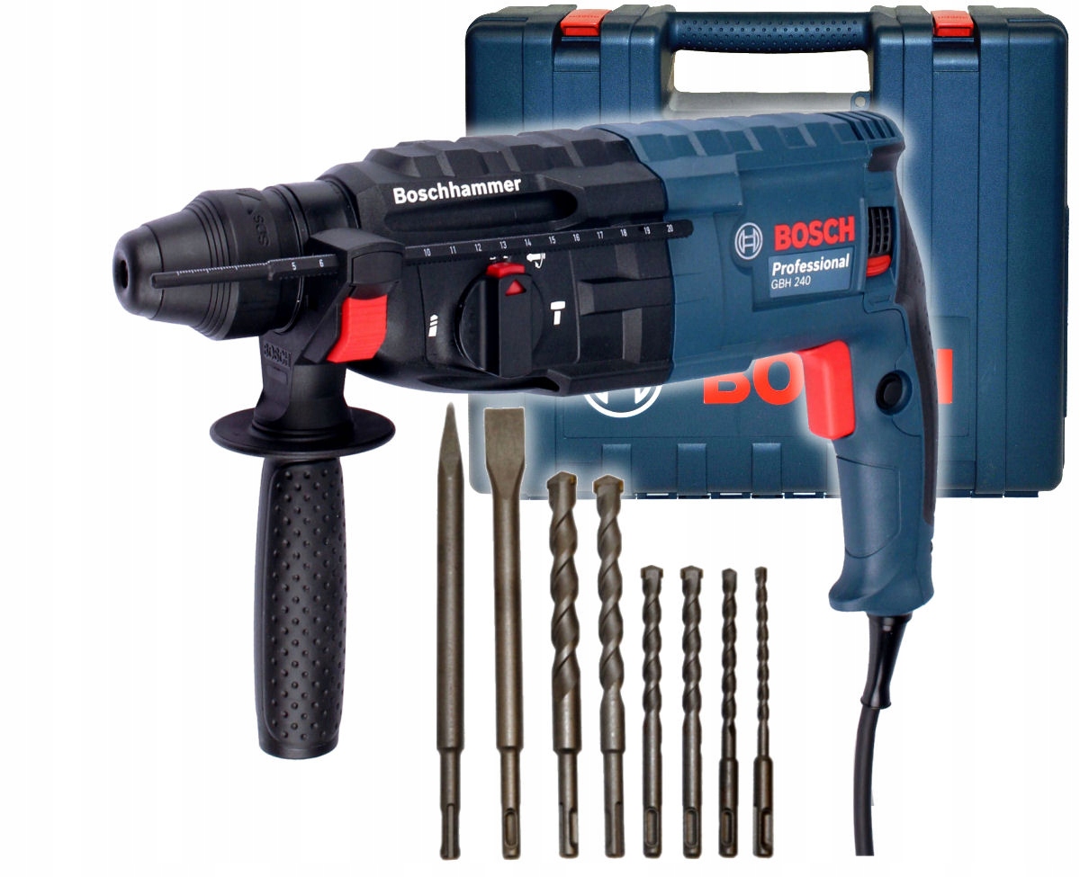 MŁOTOWIERTARKA GBH 240 BOSCH + 6 WIERTEŁ 2 DŁUTA