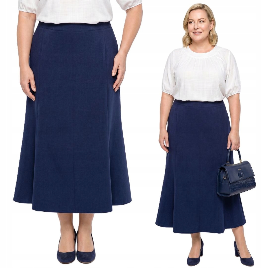 Lněná sukně v tmavě modré barvě plus size velikost 64