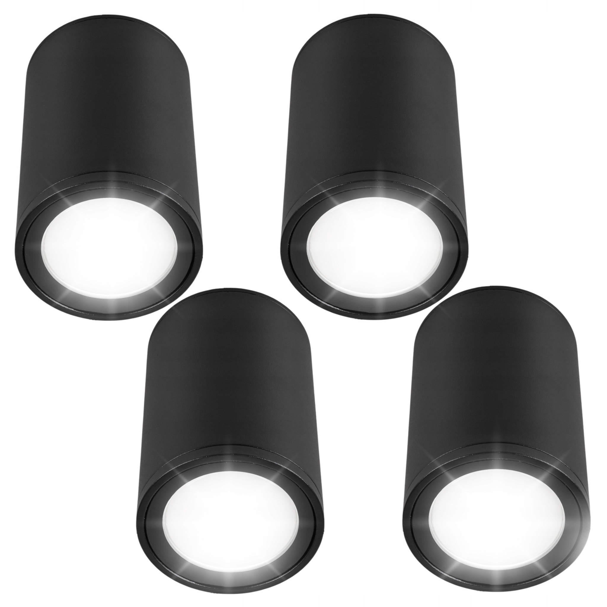 Oprawa natynkowa Led Halogenowa spot Tuba GU10 Wodoszczelna czarna IP44 x4