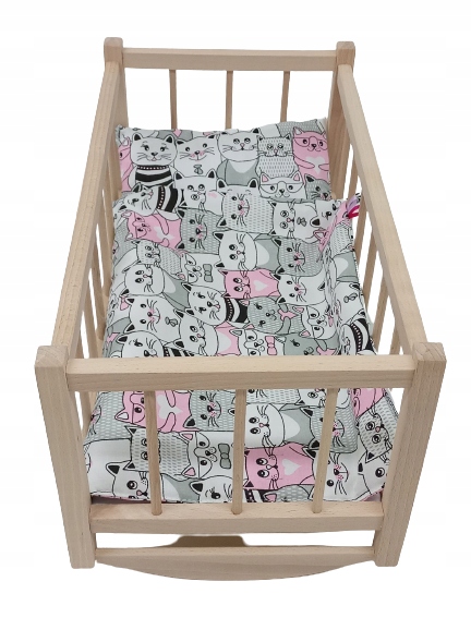 KOŁYSKA DLA LALEK DREWNIANA DLA LALKI +POŚCIEL 3EL