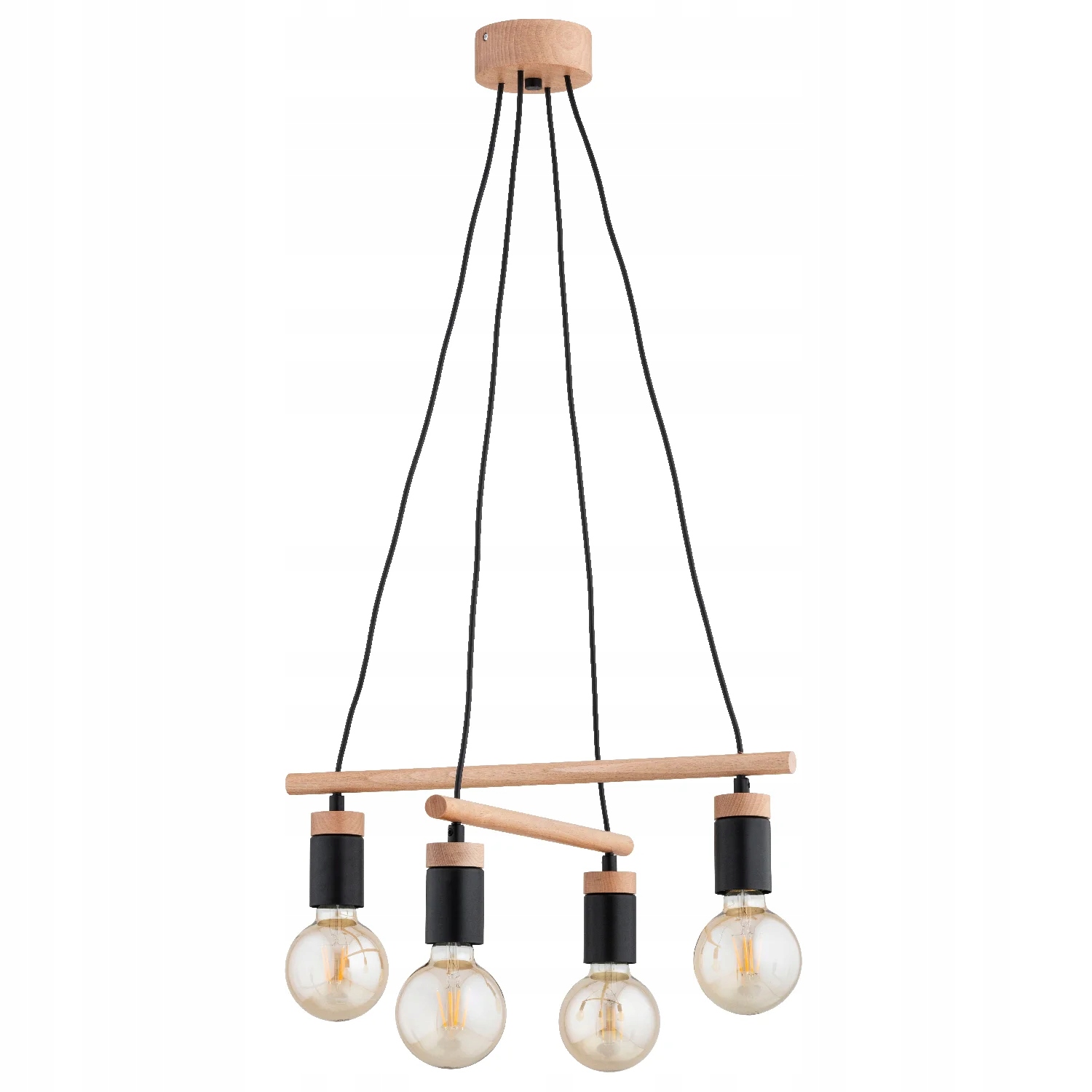 Dřevěná závěsná lampa Skandinávská 4xE27 Alfa Milto 85 cm