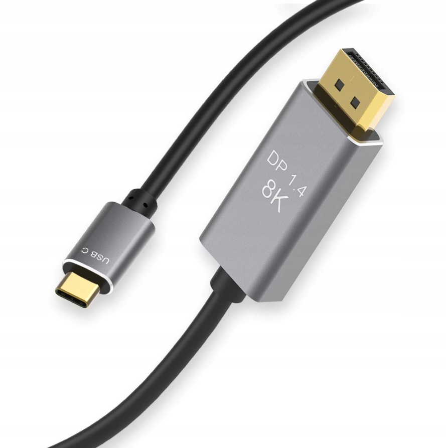 Kabel przewód adapter USB-C do DisplayPort 1.4 DP 8K 30Hz 4K 2m EAN (GTIN) 5904139143391