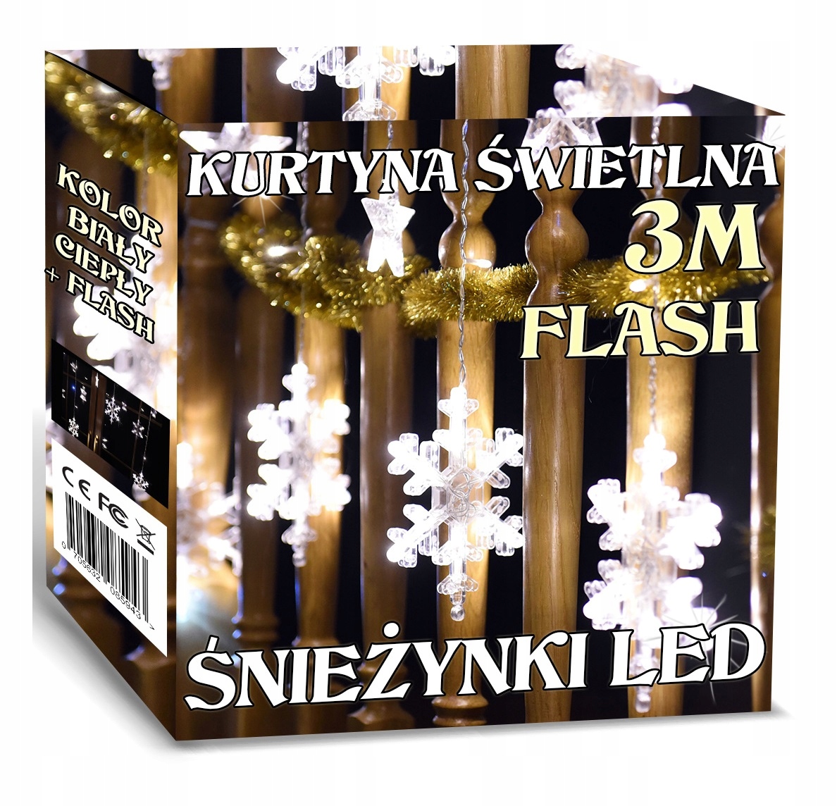 

Śnieżynki Girlanda Led Lampki Śnieżki Flash