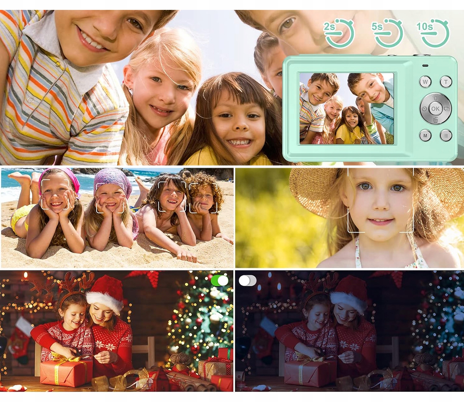 APARAT CYFROWY FOTOGRAFICZNY HD 1080P 44MP Z ZOOMEM CYFROWYM 16X ANTI-SHAKE Zasilanie akumulatorowe