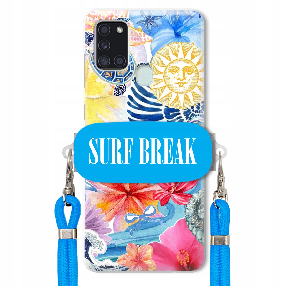 Puzdro pre Samsung A21s Modrá Crossbody šnúra držiak Surf Break Lata