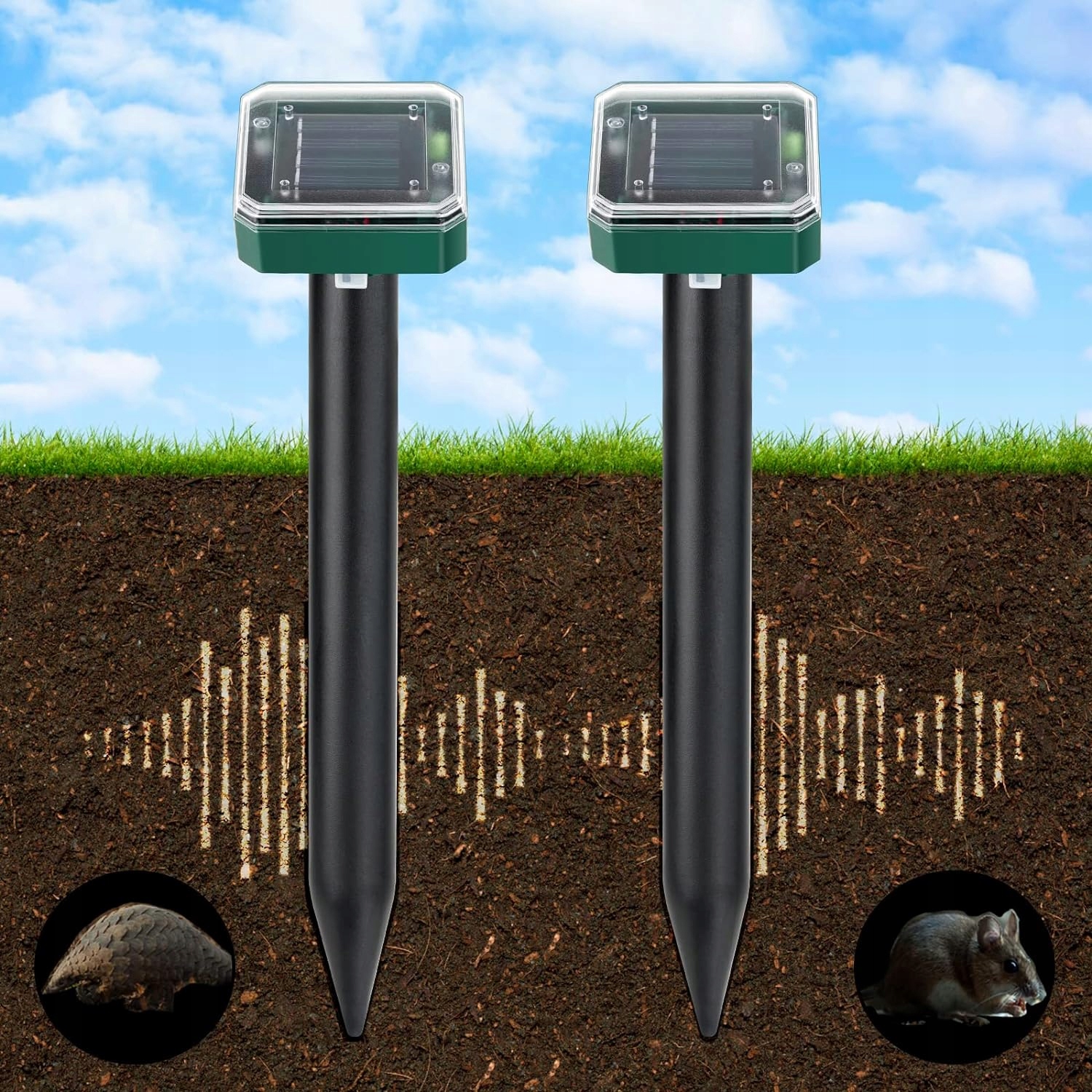 ULTRADŹWIĘKOWY WODOODPORNY ODSTRASZACZ KRETÓW, SOLARNY ODSTRASZACZ KOTÓW Waga produktu z opakowaniem jednostkowym 0.18 kg