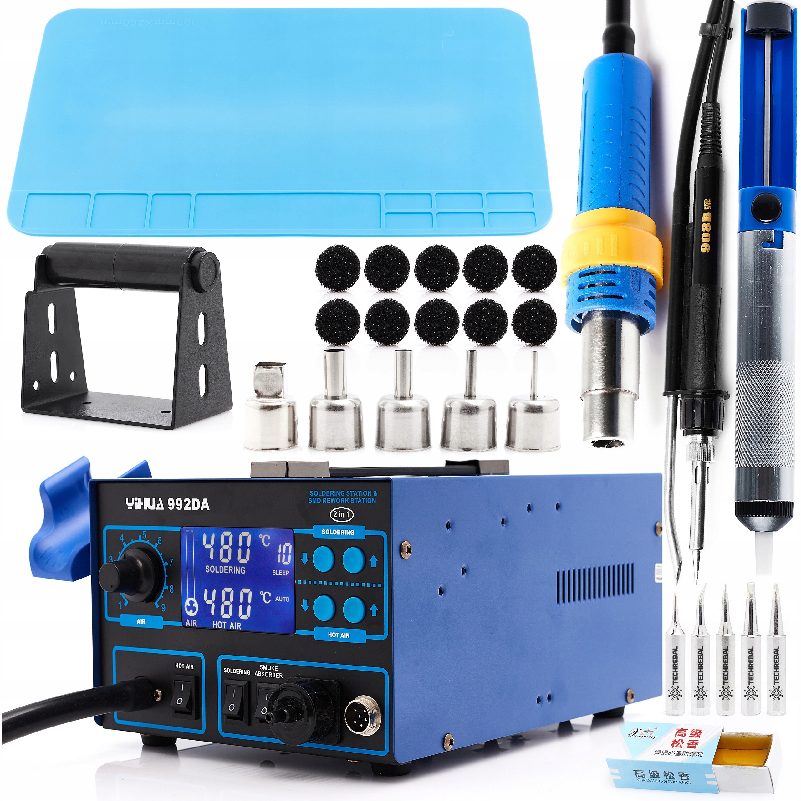 Yihua 992DA Stanice 720W Kompresor Hot Air Odsávání Kouře Sada Příslušenství Kpl