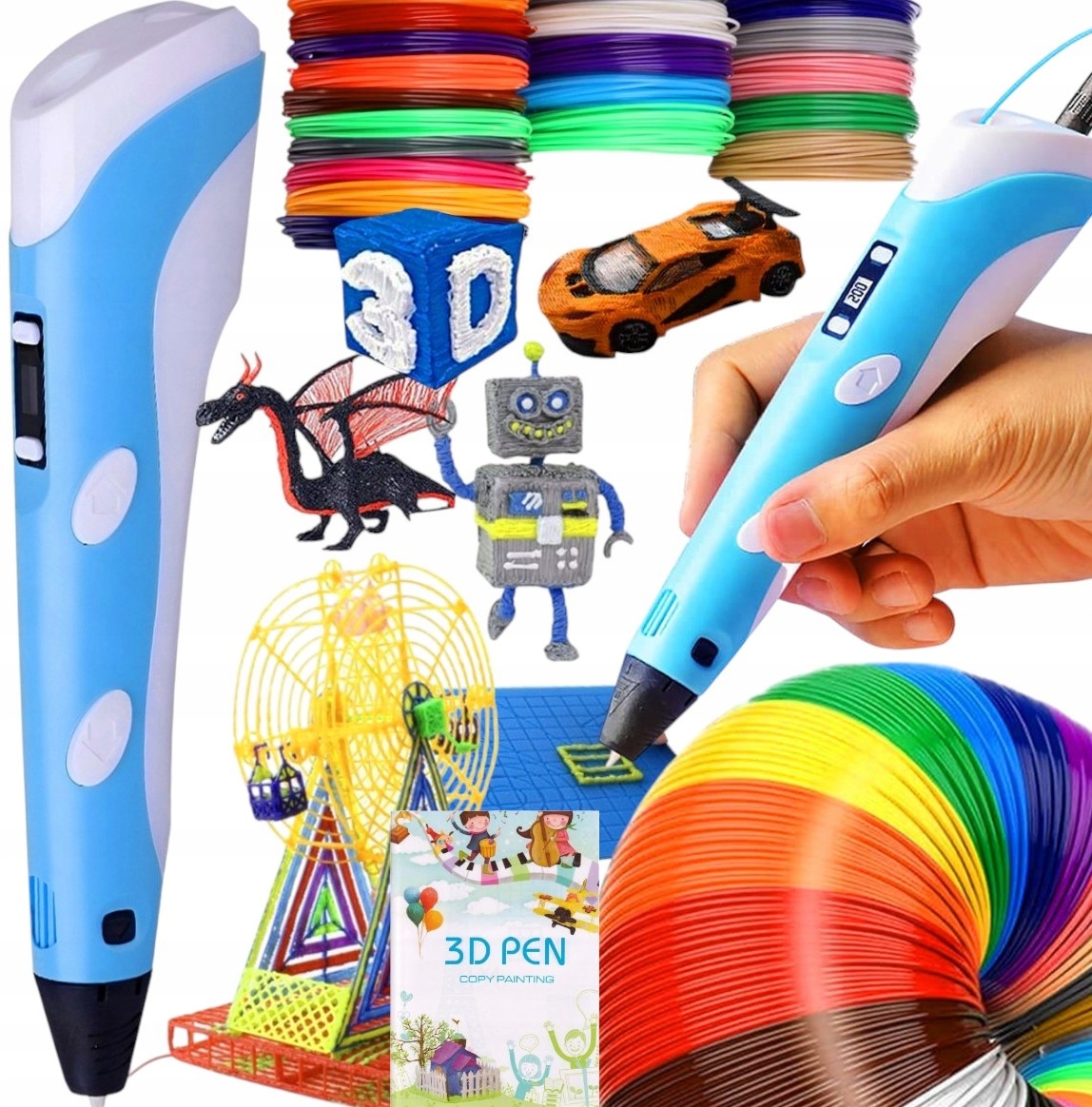 DŁUGOPIS 3D DLA DZIECI PEN + 310m WKŁADY + MATA + SZABLON GRATIS ZESTAW XL