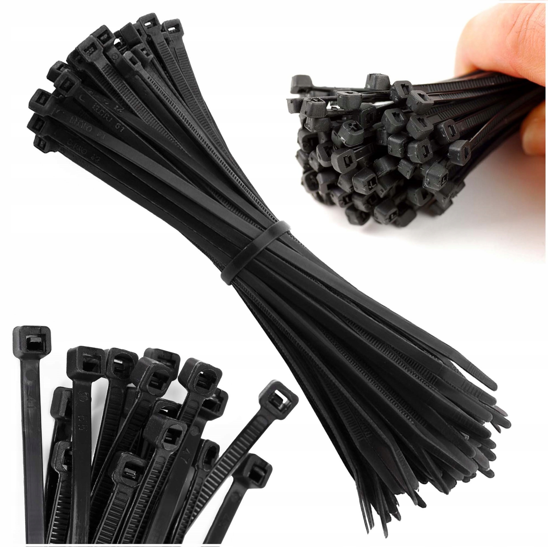 Opaski Zaciskowe Kablowe Czarne Trytki Uniwersalne 15 cm Mocne Zestaw x100