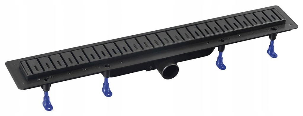 Podlahový žľab Klaver s roštom z nehrdzavejúcej ocele, L-810, DN50, čiern