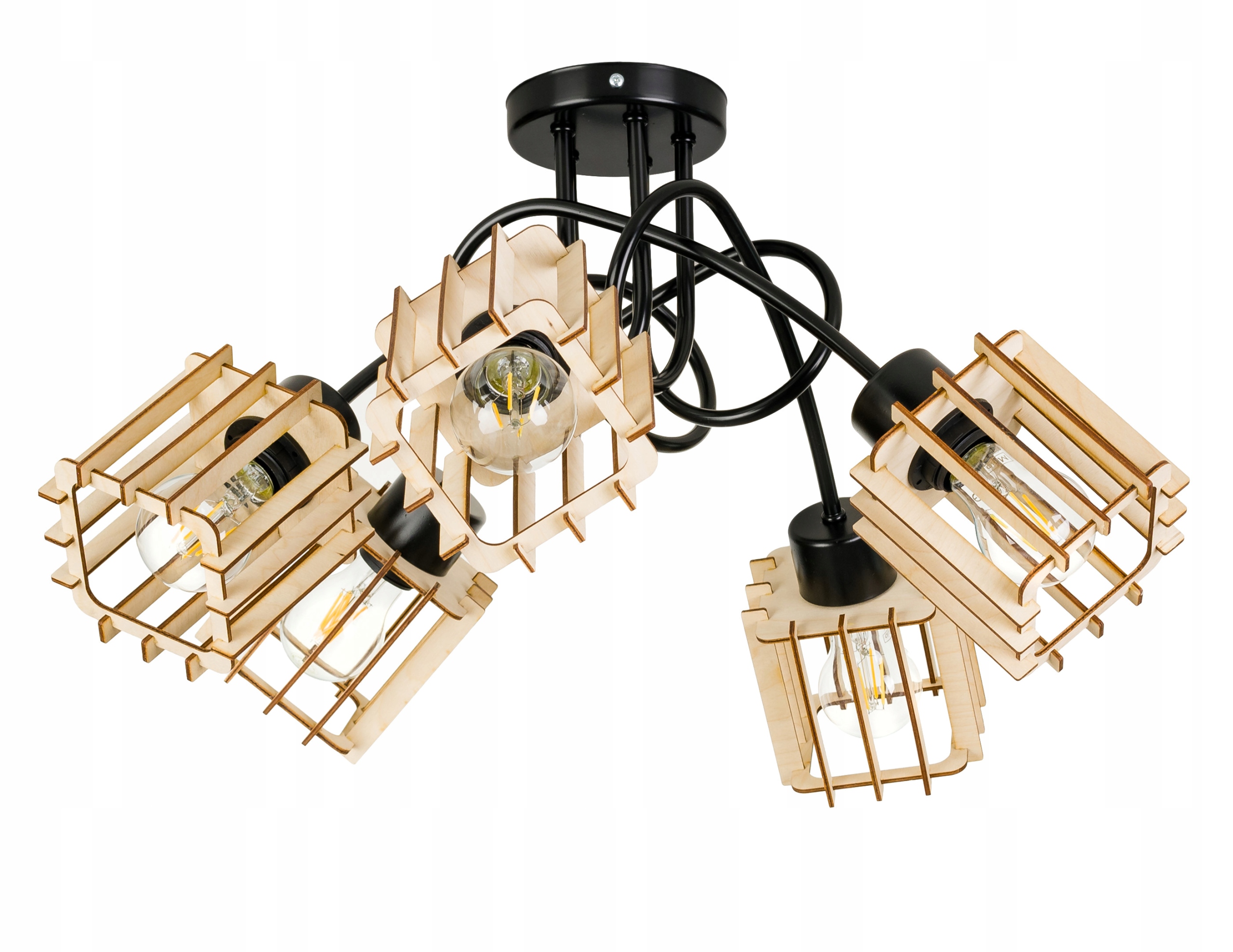 

Lampa Sufitowa żyrandol Wisząca Loft drewno na E27