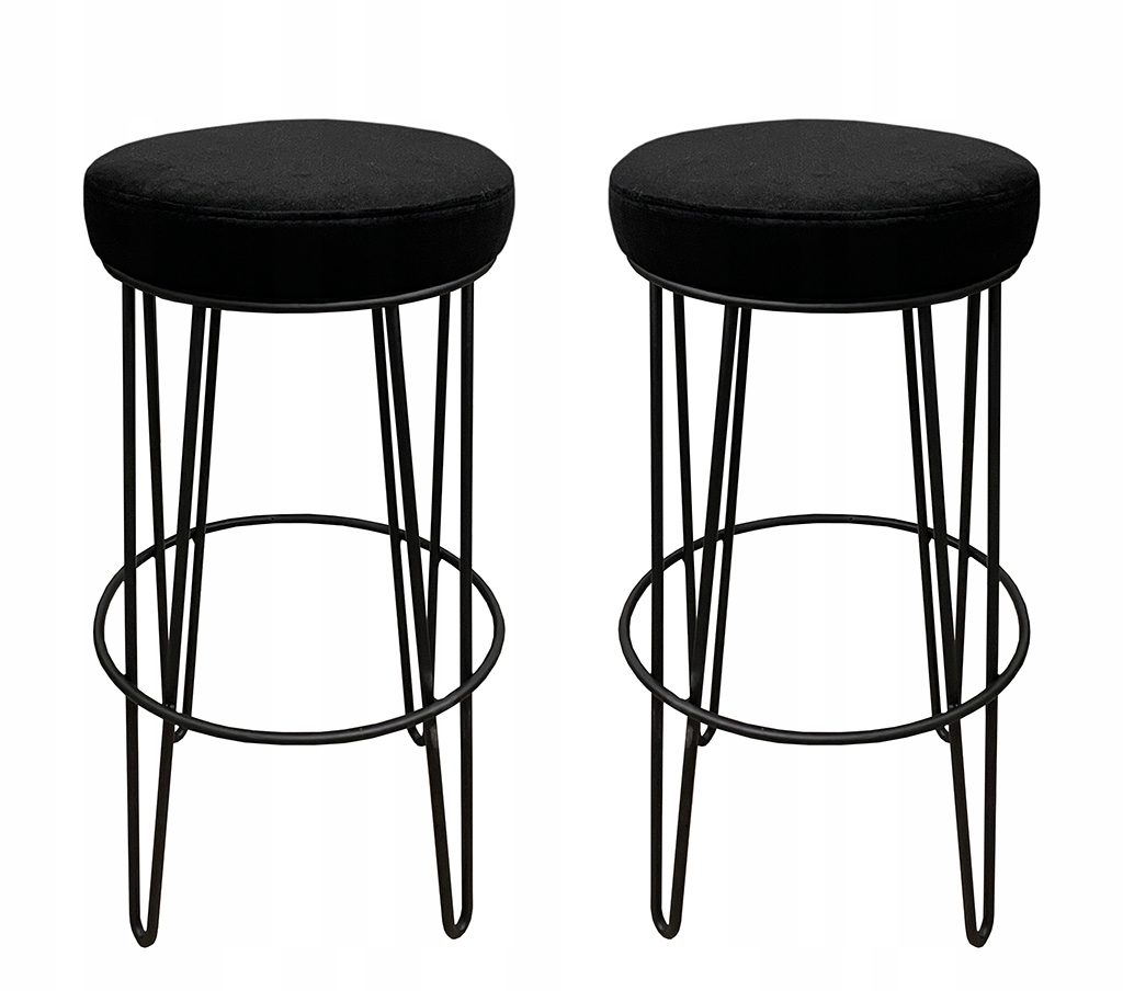 

2x Hoker niski taboret barowy 66cm czarny welur 4P
