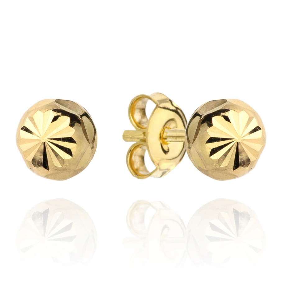 Zlaté 585 náušnice kuličky s diamantováním 3 mm, módní doplněk 14k