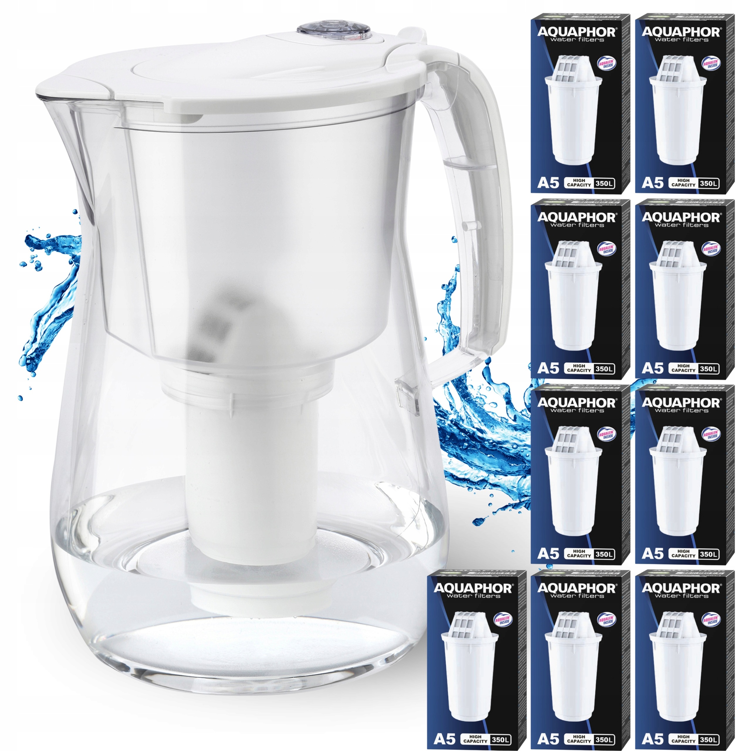 Filtrační konvice na vodu Aquaphor Provence Bílá 4,2L Velká, 9 filtrů A5