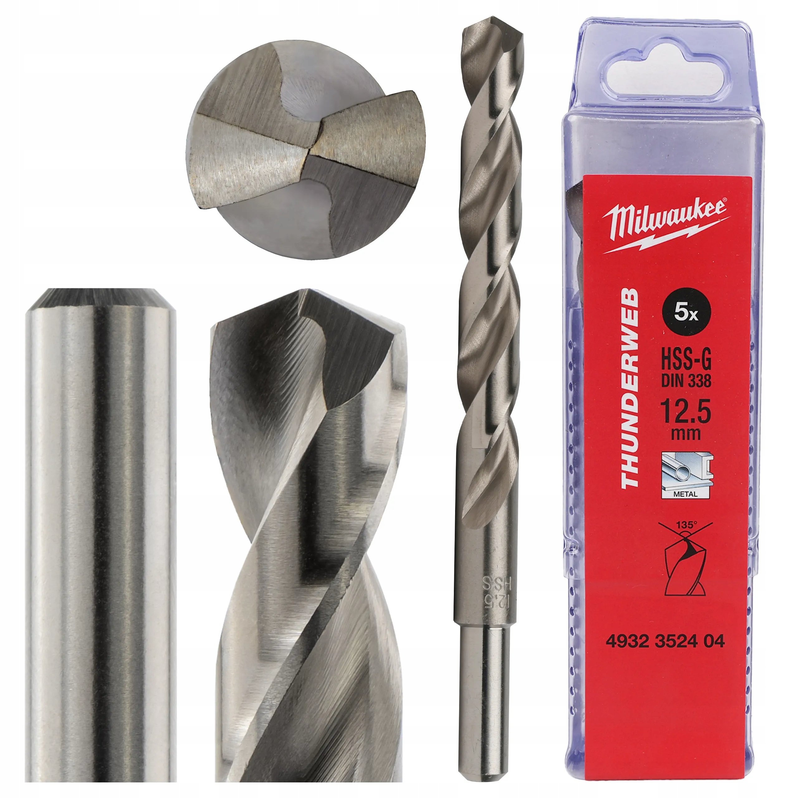 Vrtáky do kovu Milwaukee 12.5 mm 5 ks Hss-g Thunderweb