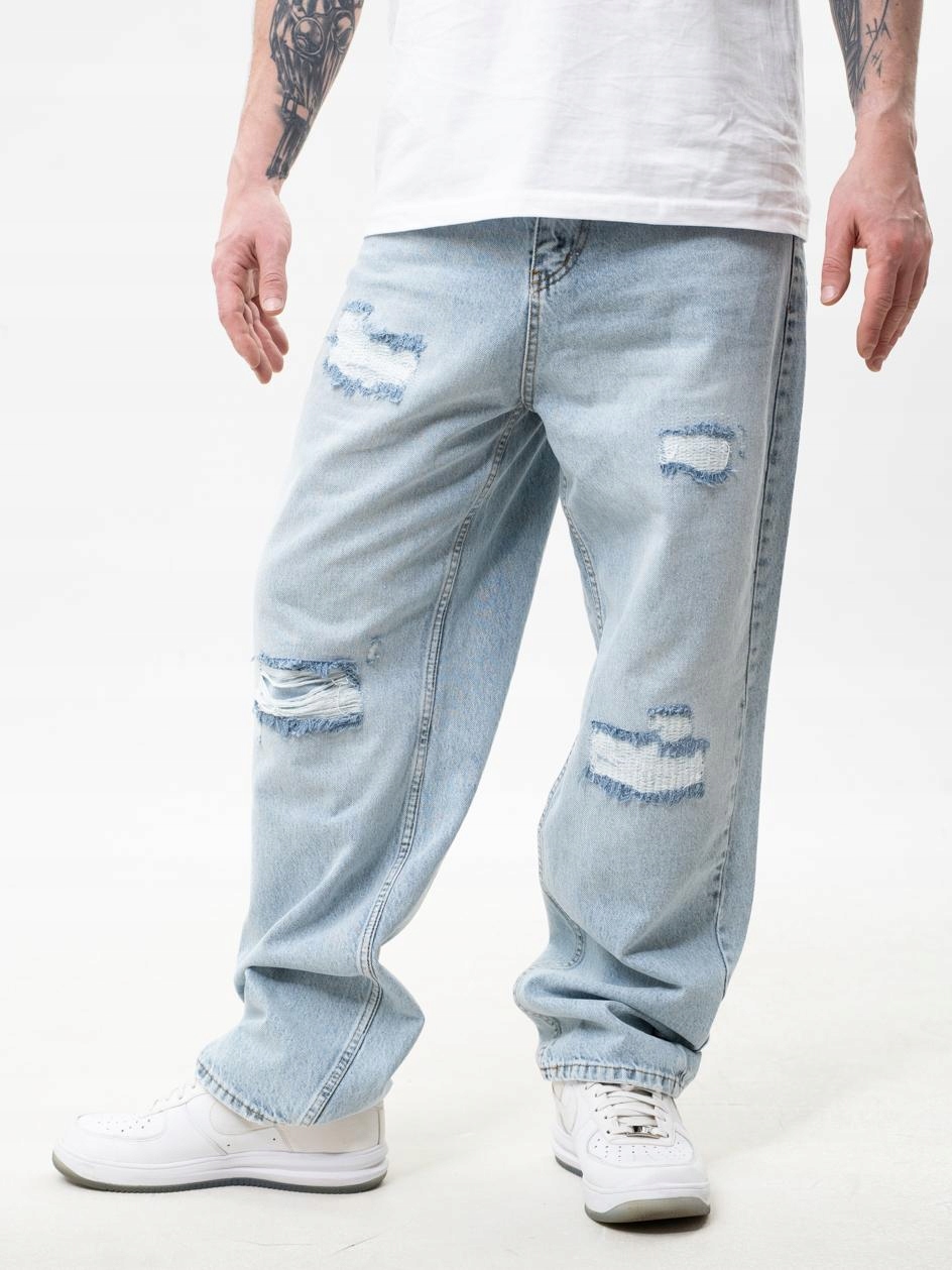 Džínové Kalhoty Baggy S Poškozením Pánské Modré Lucky Dice L