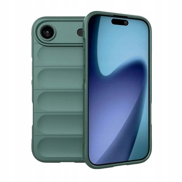 Apple iPhone Air (2025), Silikonowe etui, średnio odporne na uderzenia, wzór 3D, ciemnozielone