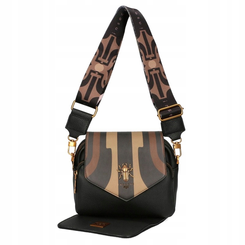 Kabelka Ego Kožená Dámská s Vyměnitelnými Klapkami Malá Černá Crossbody