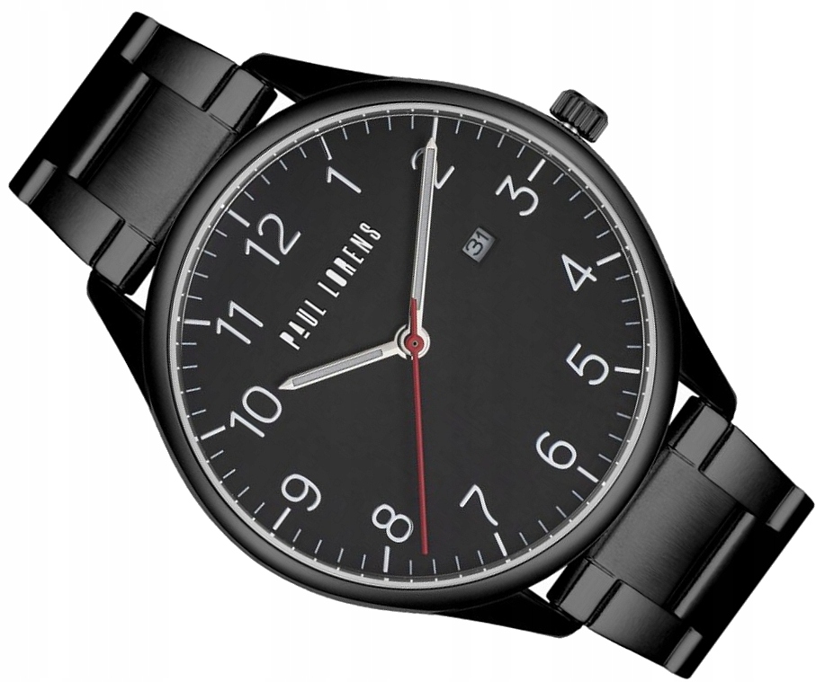 Čitelné Pánské Hodinky Paul Lorens Pl 1273B2-1A5 Černé S Datumovkou 44 mm