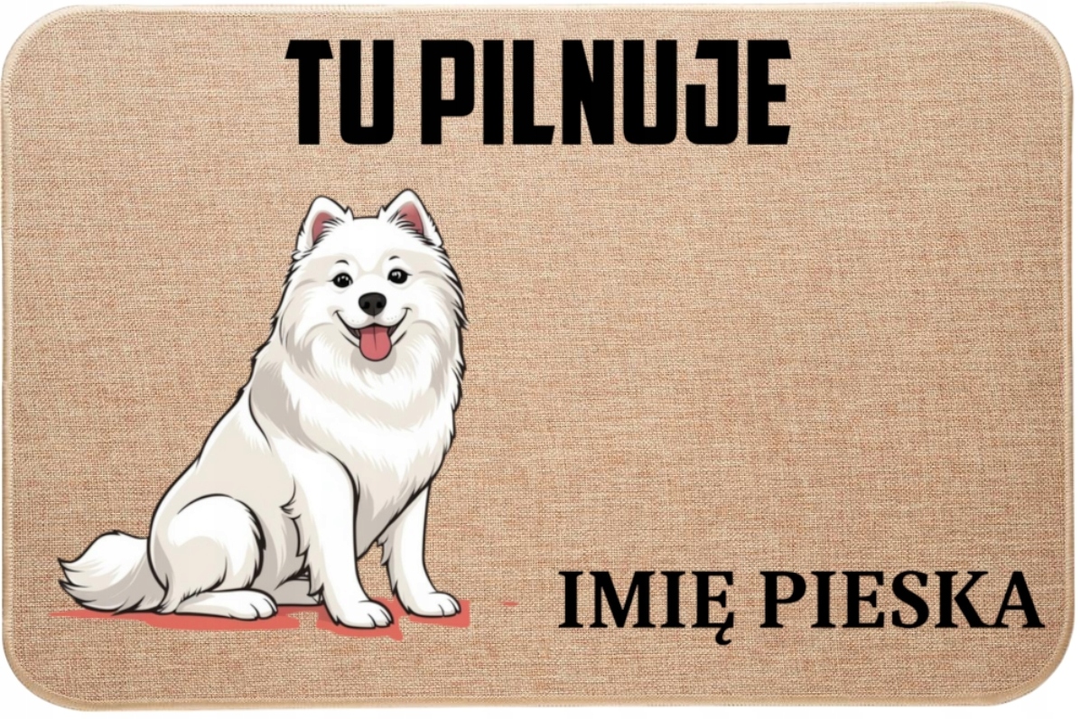 Lněná Vstupní Stěračka Tu Hlídá Jméno Samoyed