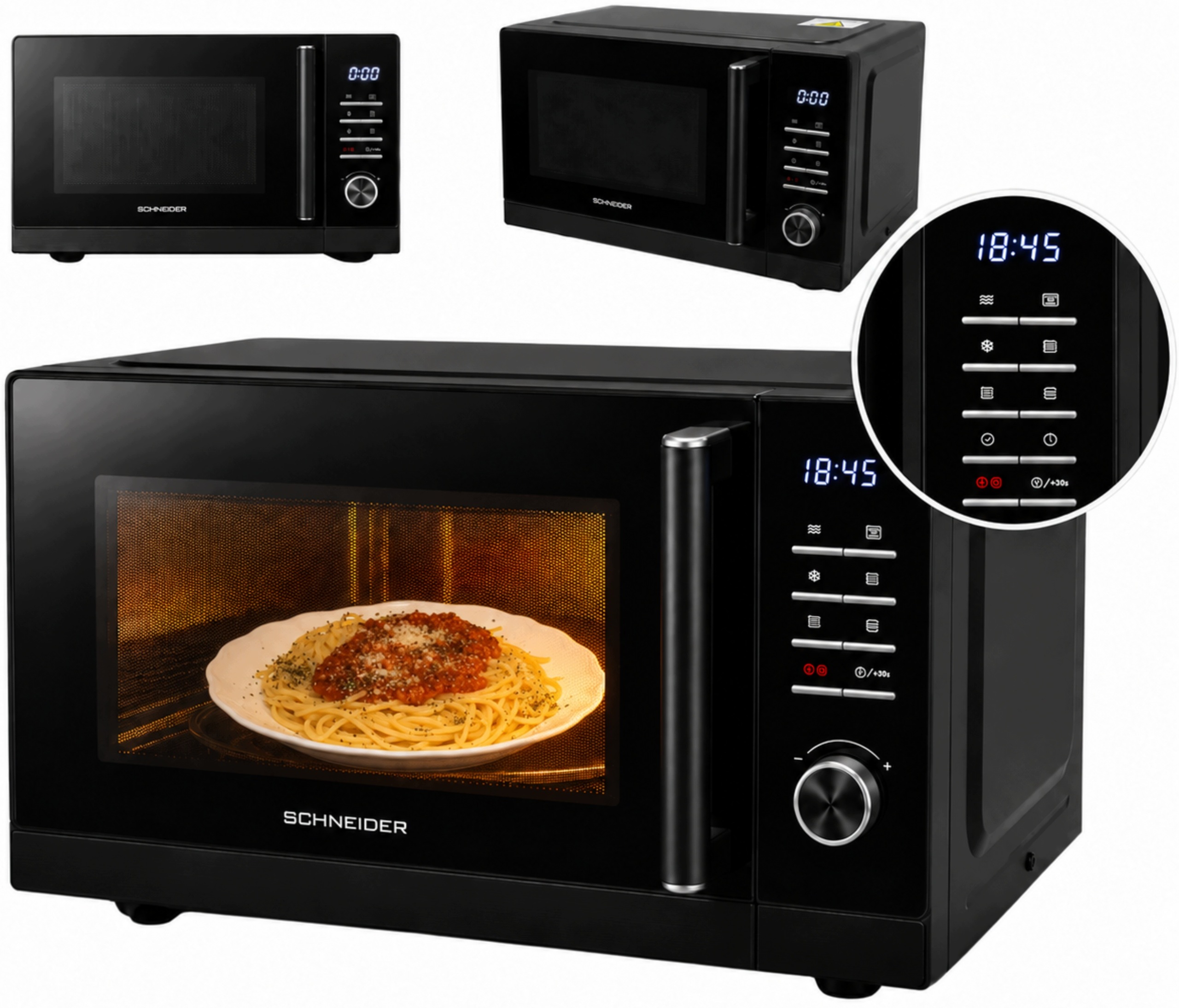 Kuchenka mikrofalowa Schneider 25L mikrofalówka 900W Rozmrażanie Led Talerz