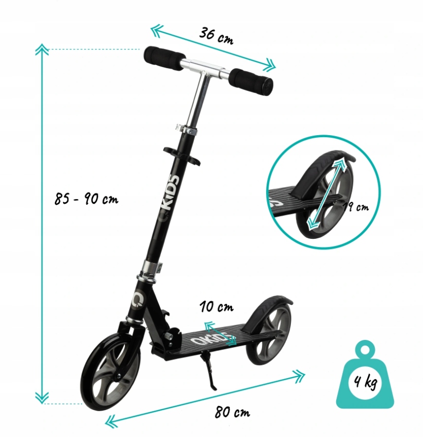 DUŻA HULAJNOGA SKŁADANA REGULACJA KIEROWNICY 100KG DUŻE KOŁA ABEC-7 HAMULEC Hamulec tak