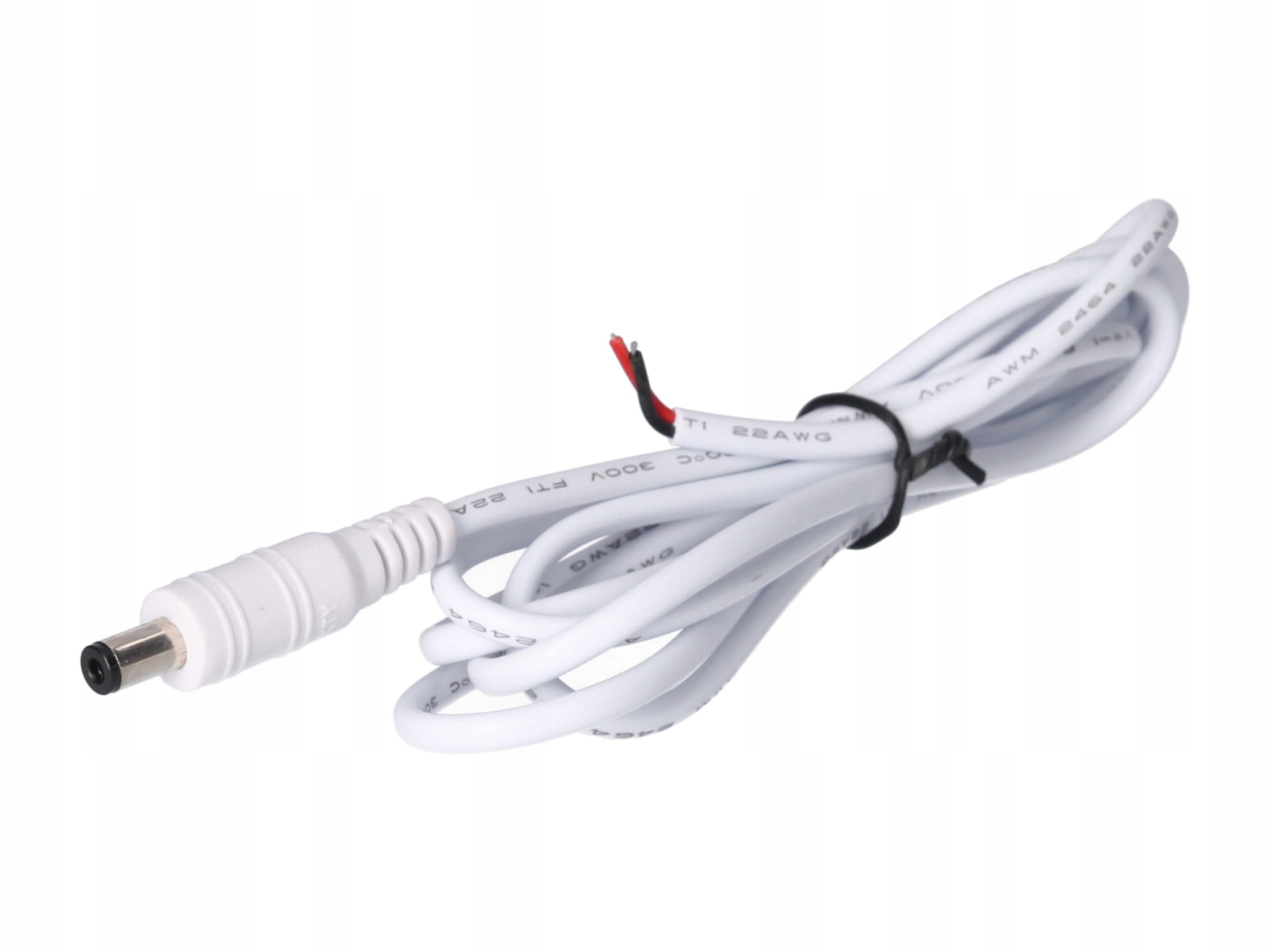 

Wtyk DC 5.5x2.5 przewód biały 150cm 22awg