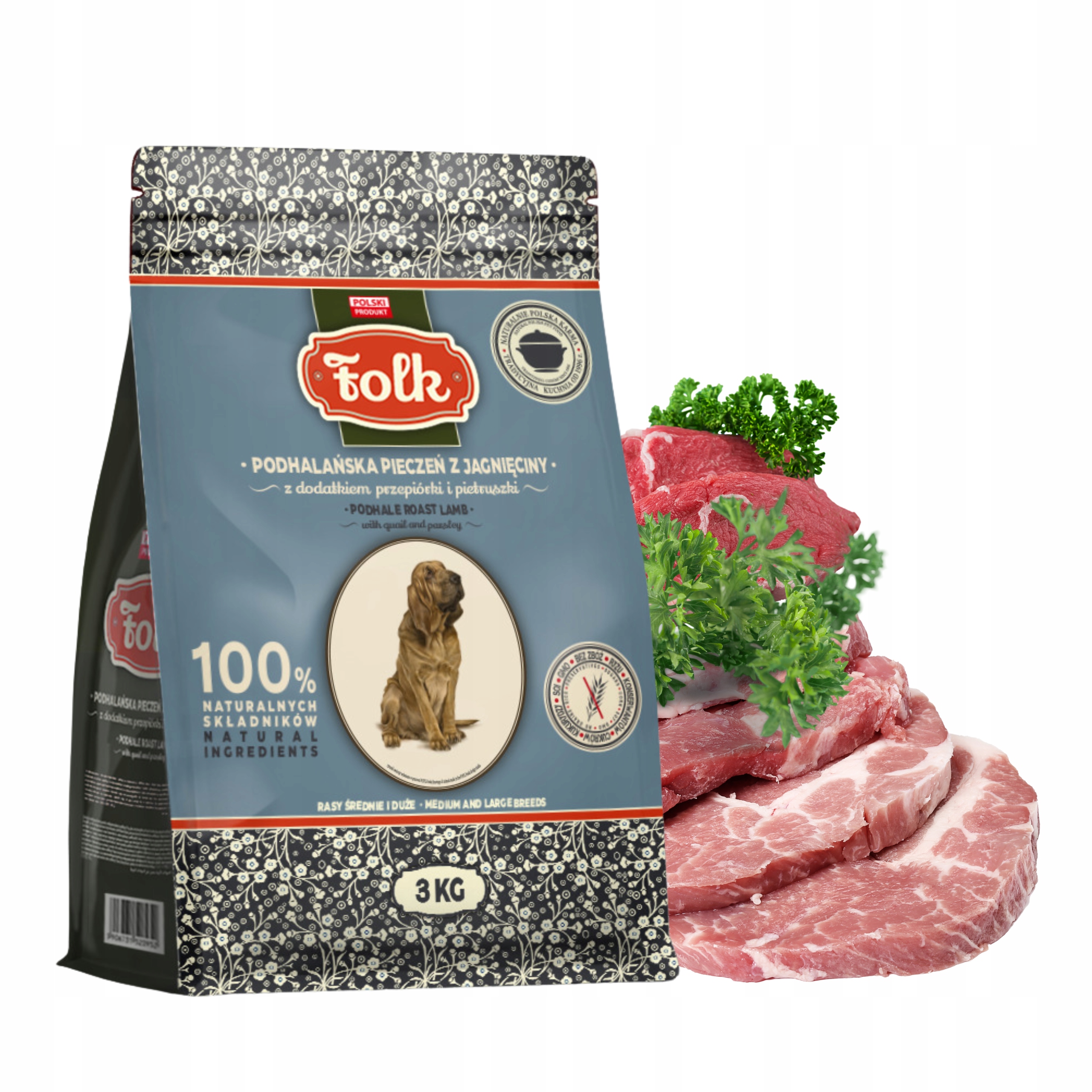 Levně Folk Krmivo pro psy středních plemen Podhalanská jehněčí pečeně 3 kg