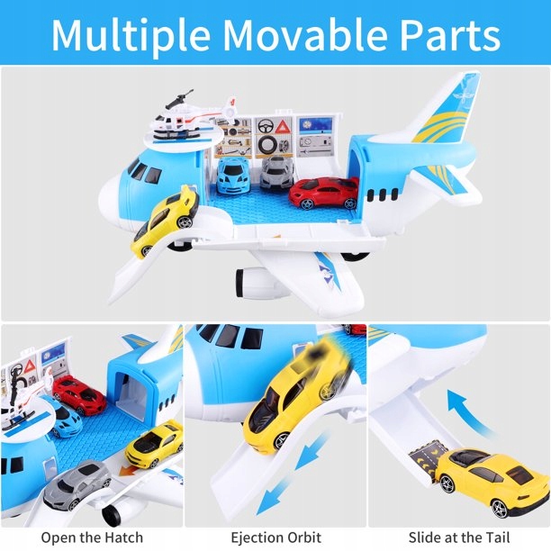 SAMOLOT TRANSPORTOWY samochody ZESTAW 38 cm DUŻY EAN (GTIN) 5902496173037