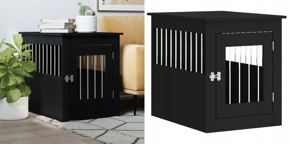 Levně Černá, Kotec pro psa, 55x75x65 cm, materiál na bázi dřeva