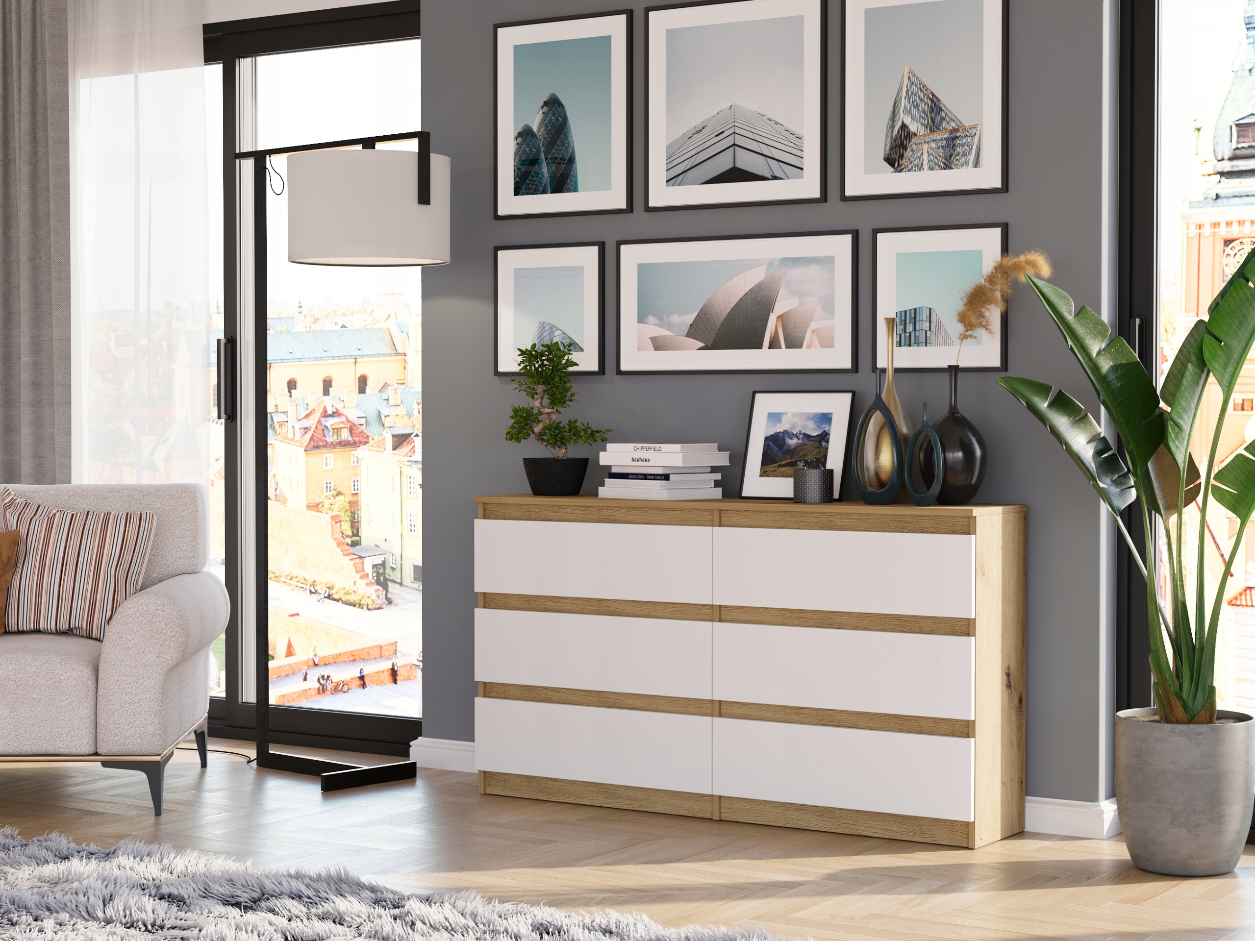 KOMODA 140 CM SZAFKA 6 SZUFLAD PRODUCENT PL R-140 ARTISAN MIX