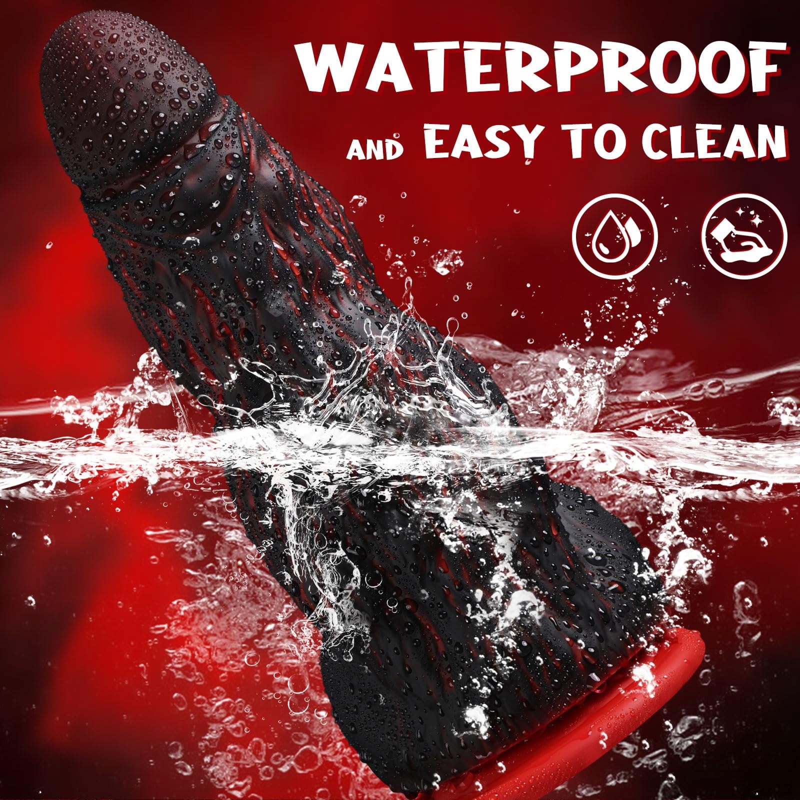 MONSTER Knot Dildo Fantasy Ogon Z Dwoma Węzłami Czarny Czerwony Silikonowy — miniatura 7