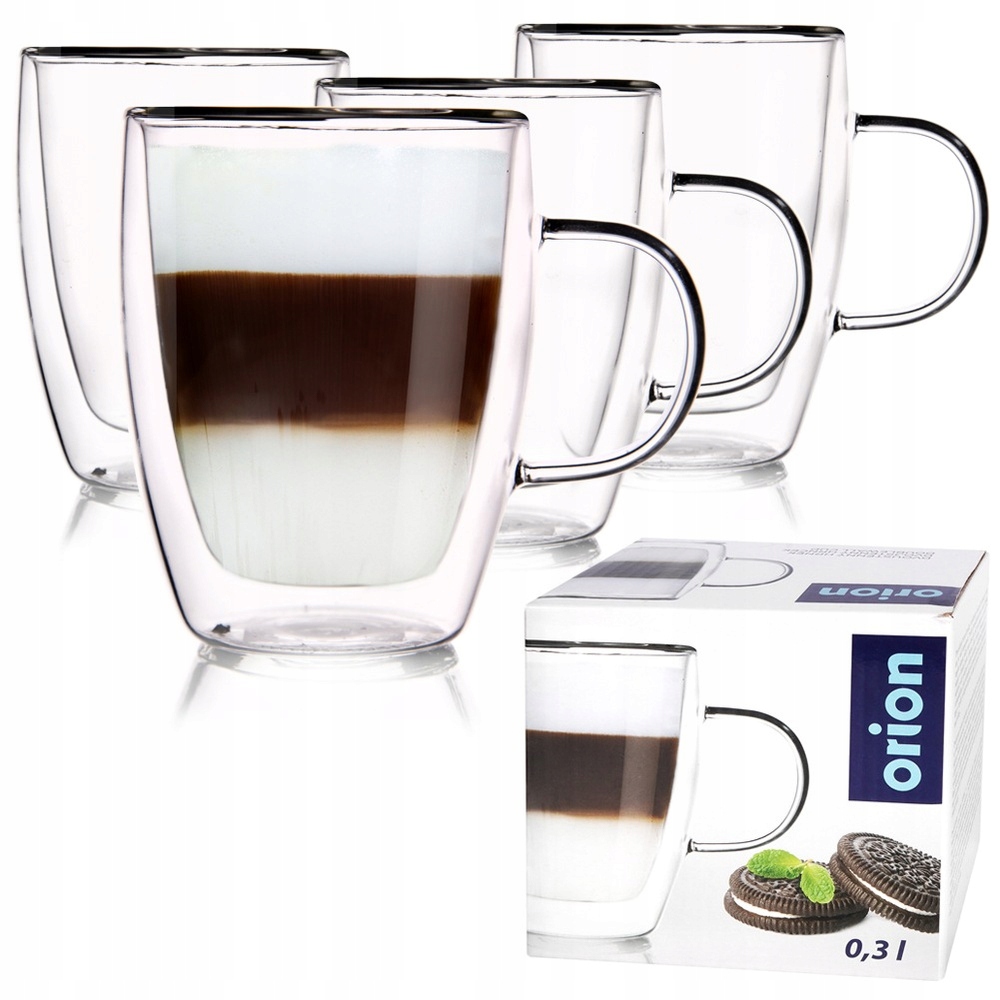 4 x Termo sklenice s dvojitou stěnou na kávu a čaj latte espresso