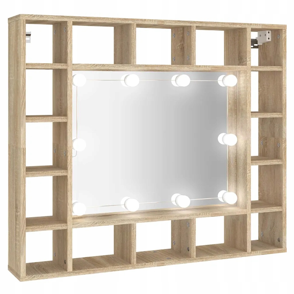 Skříňka se zrcadlem a Led osvětlením dub sonoma 91 x 15 x 76,5 cm