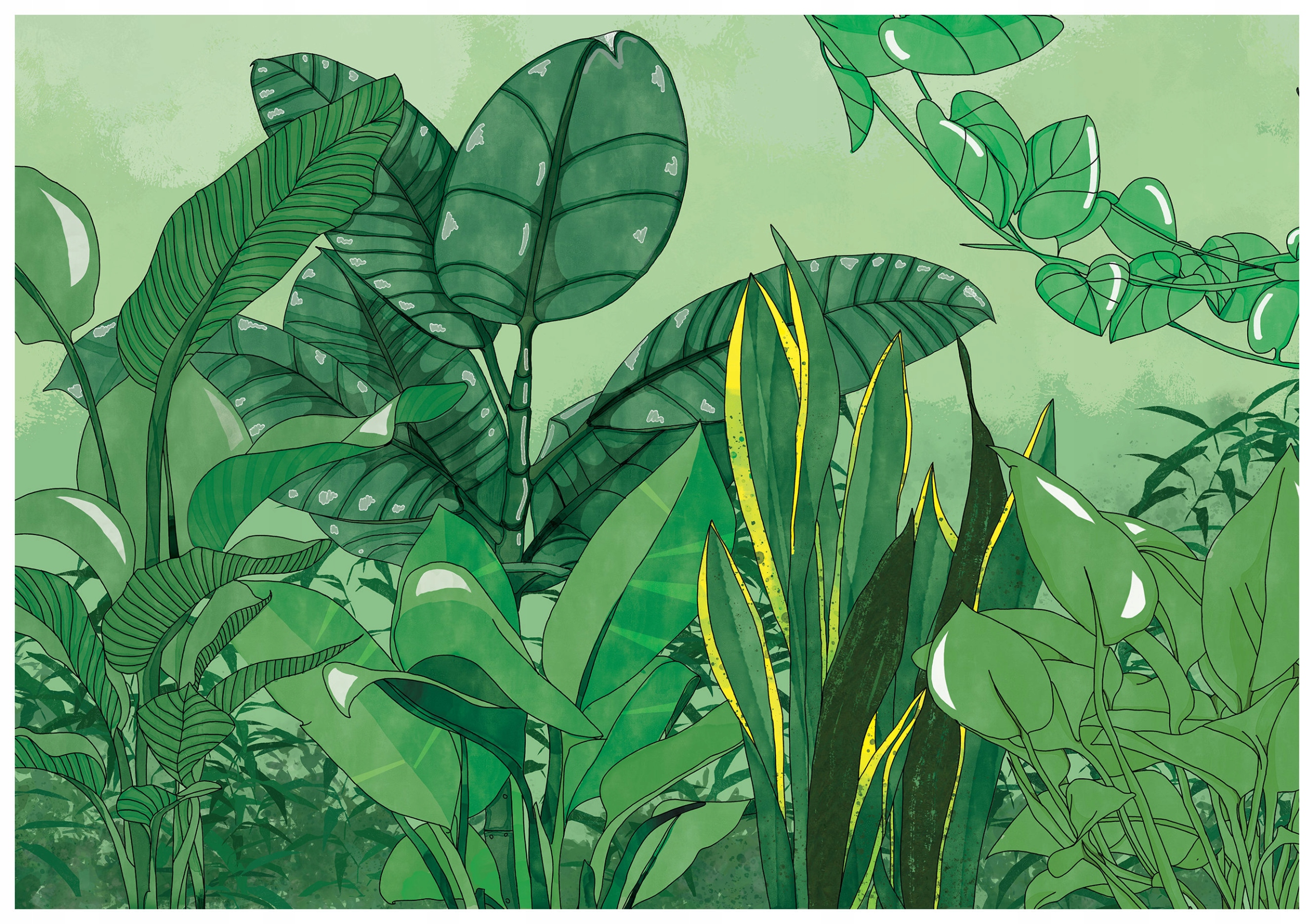 Vliesová fototapeta Tropické listy džungľa zelená oáza 416x254 lepidlo