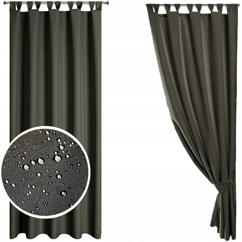 Zasłona Ogrodowa Tarasowa Wodoodporna 155 x 240 cm Grafitowa na Szelkach Rz