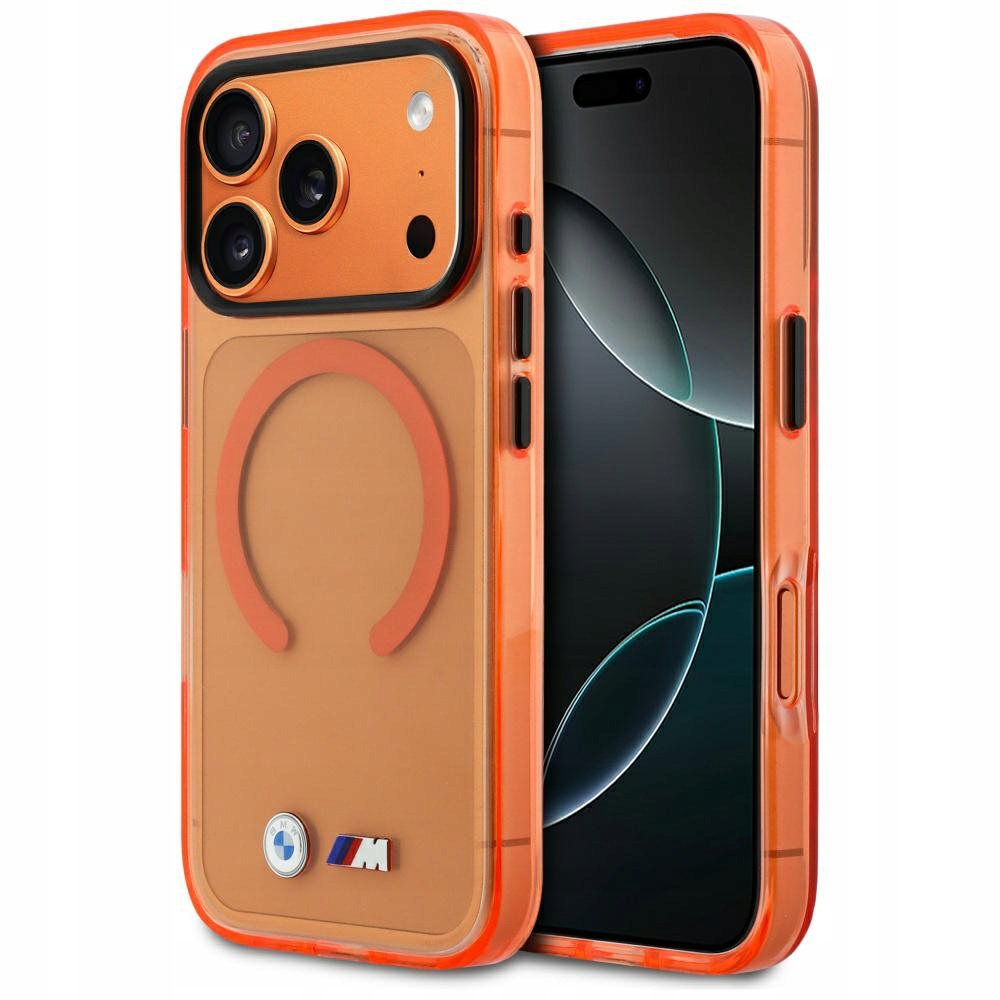 Pouzdro Bmw M IML Metal Logos MagSafe pro iPhone 17 Pro Max, oranžové