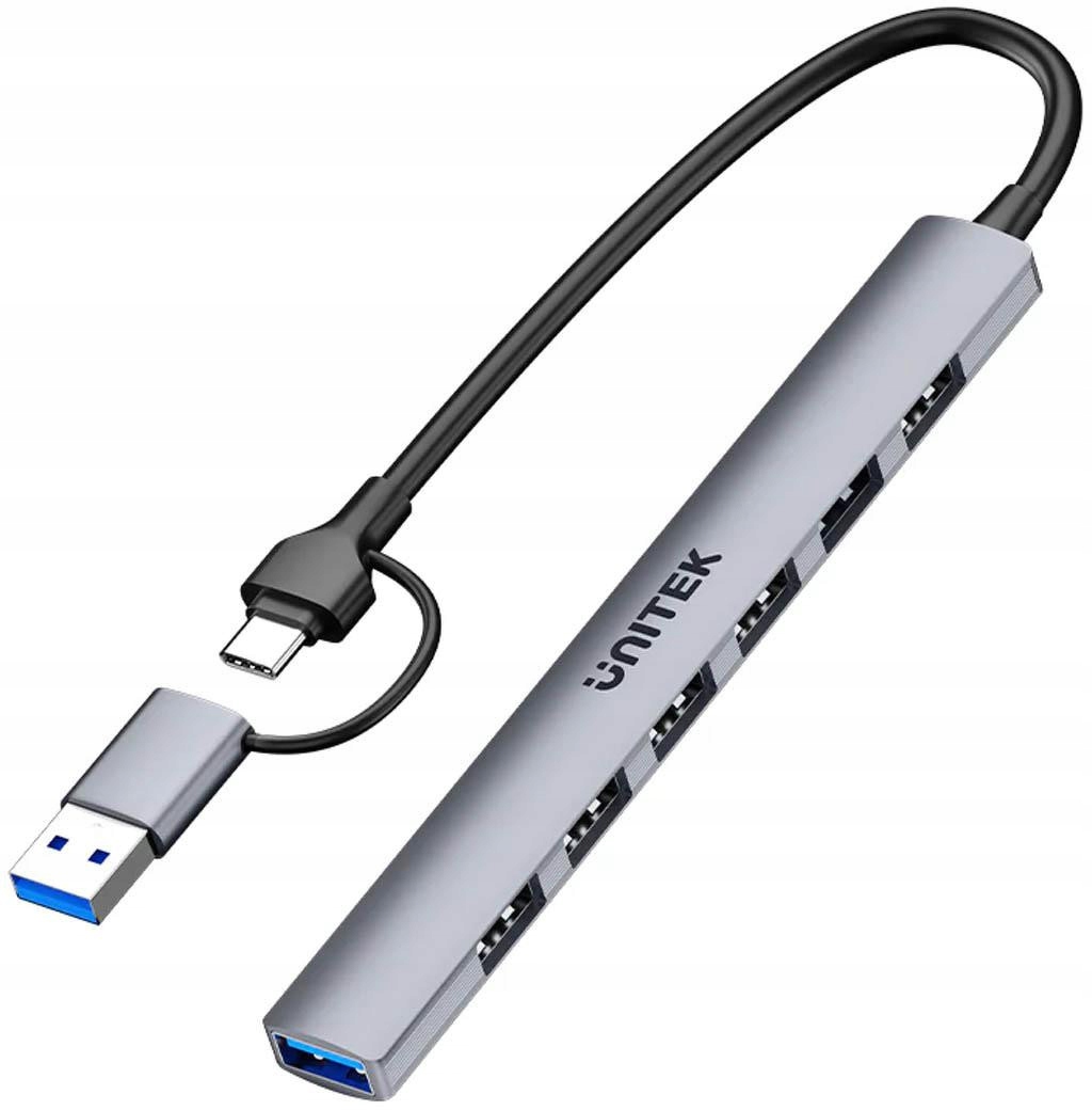 Unitek Hub Usb-a/c 7w1 z adapterem