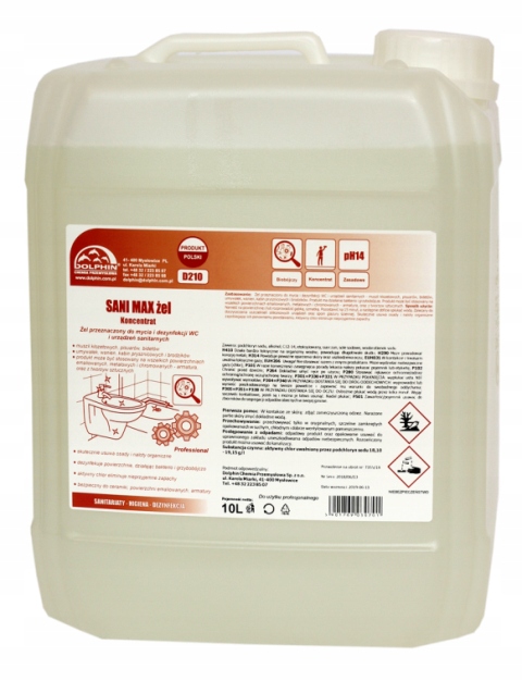 Dolphin Sani Max, Gel na Wc, sanitární zařízení, kámen a rez 10 l, Produkt