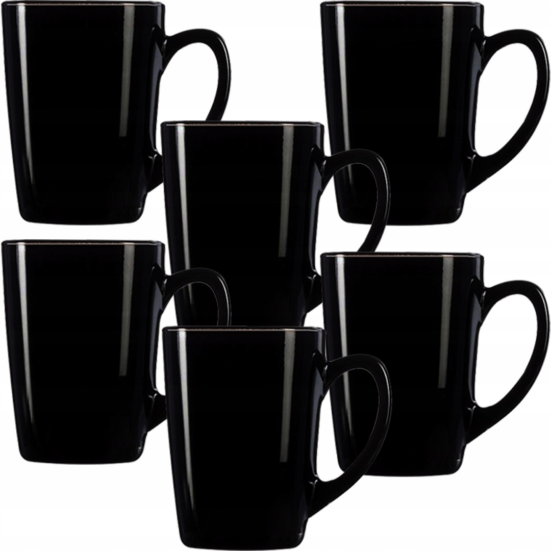 

6x Kubek Czarny 300 ML Zestaw Kubków Szaklanych