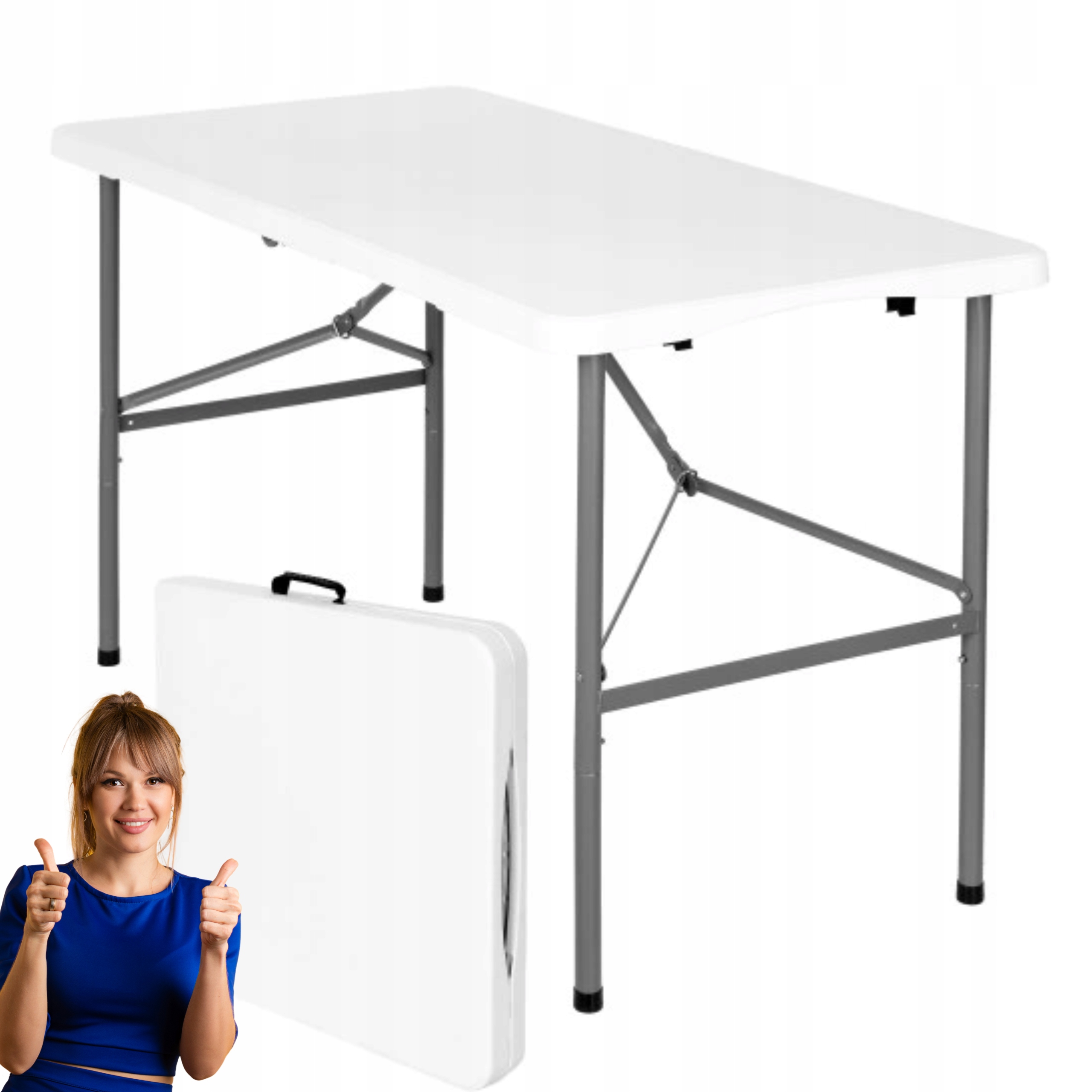 Stolik Ogrodowy Składany turystyczny cateringowy przenośny biały 120 cm