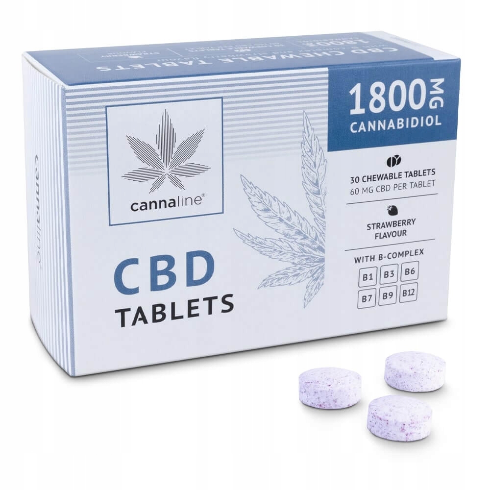 Cannaline CBD Tabletki z B-complex, 1800 mg CBD| Truskawkowy smak