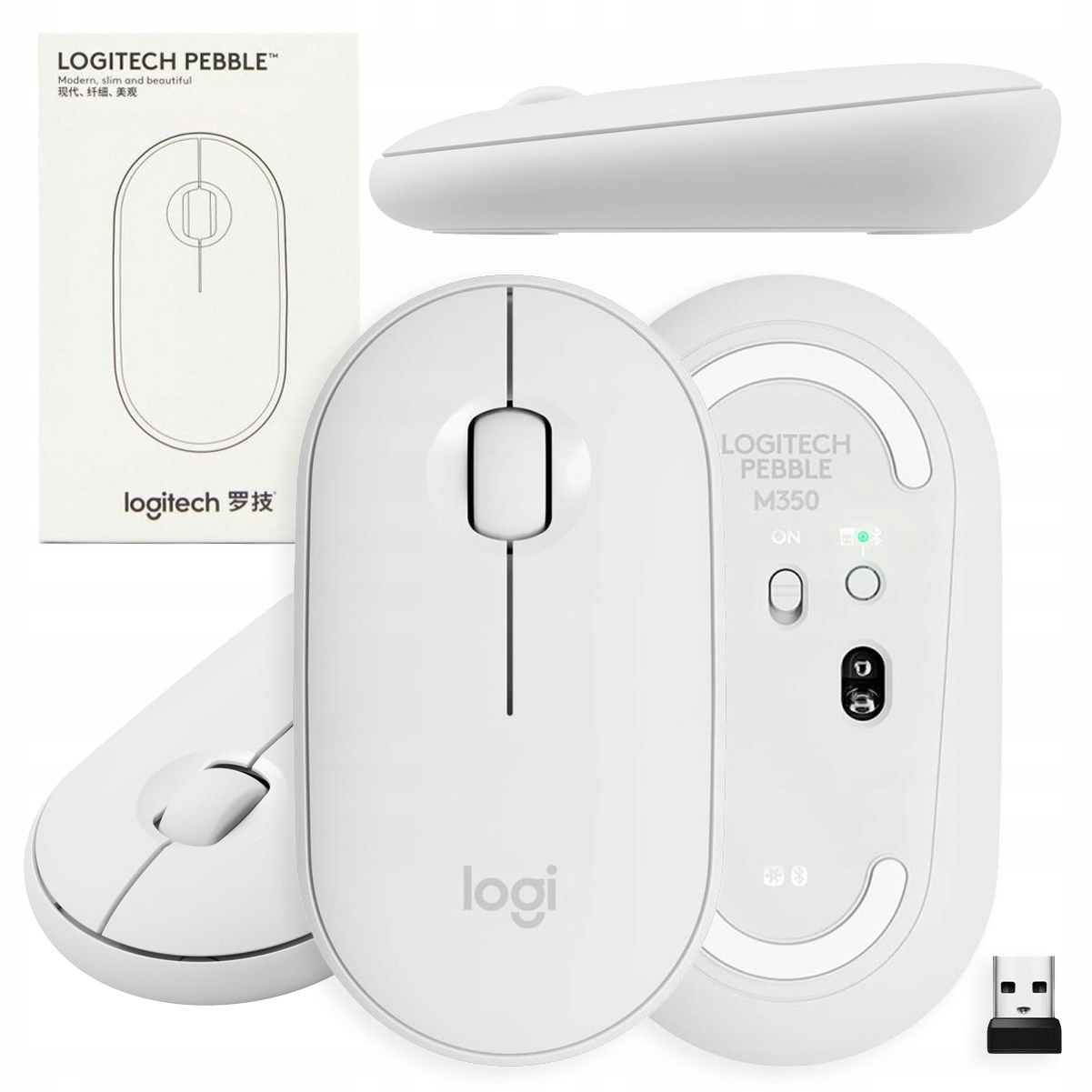 Cicha myszka bezprzewodowa Logitech M350 Pebble Biała Bluetooth biurowa